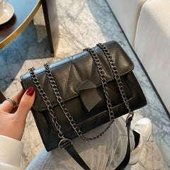 Women's Square Shoulder Bag High Pu Leather Chain Strap Crossbody Bag