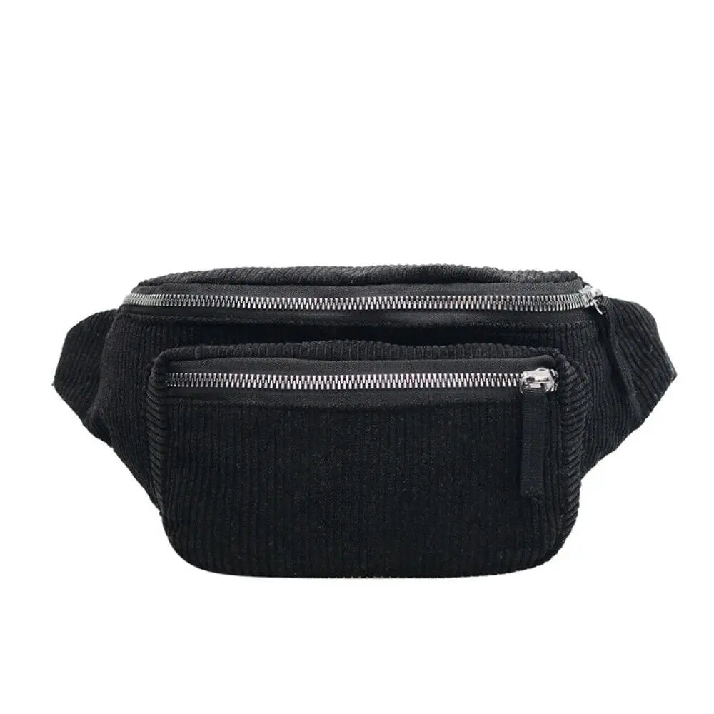 Corduroy Bum Bag Women Waist Chest Pack 4 Colors