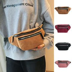 Corduroy Bum Bag Women Waist Chest Pack 4 Colors