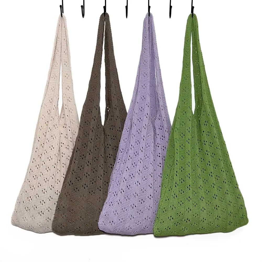 Large Capacity Hollow Woven Shoulder Bag for Women