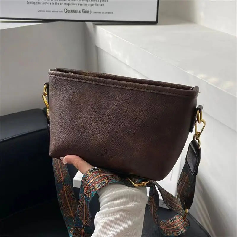 Leather Texture Handbags for Women Purses Retro Crossbody Shoulder Bag