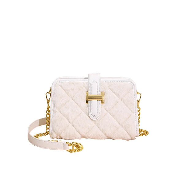 Lingge Small Fragrant Plush Shoulder Bag Women