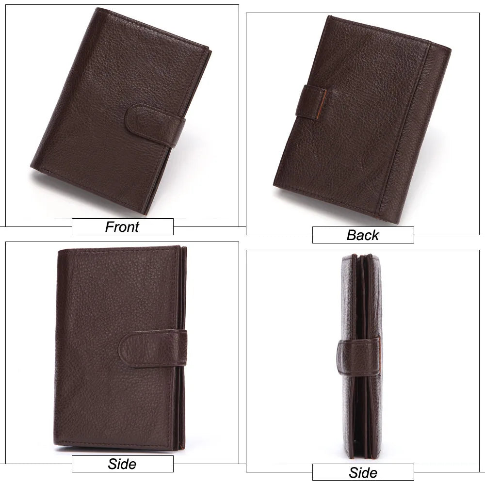 Men's Leather Passport Bag Multi-card Short Wallet