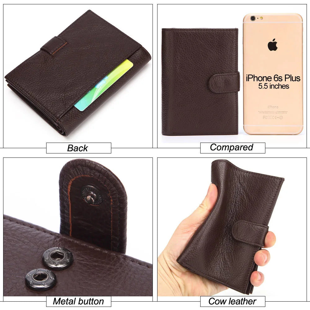 Men's Leather Passport Bag Multi-card Short Wallet
