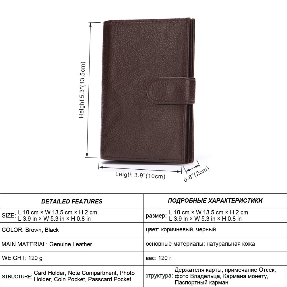 Men's Leather Passport Bag Multi-card Short Wallet