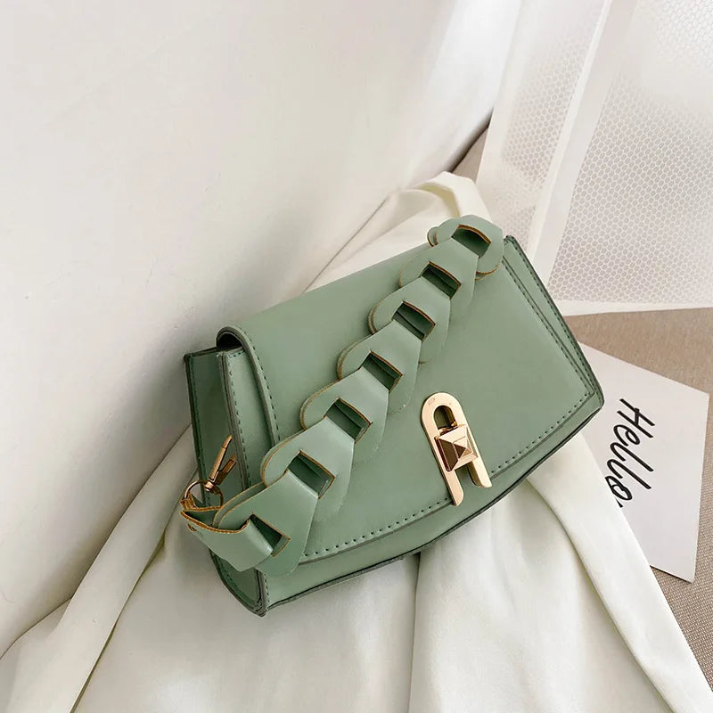 Solid Lock Woven Underarm Bag Lady Casual Versatile Shoulder Bags