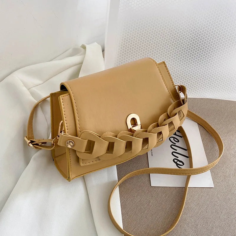 Solid Lock Woven Underarm Bag Lady Casual Versatile Shoulder Bags