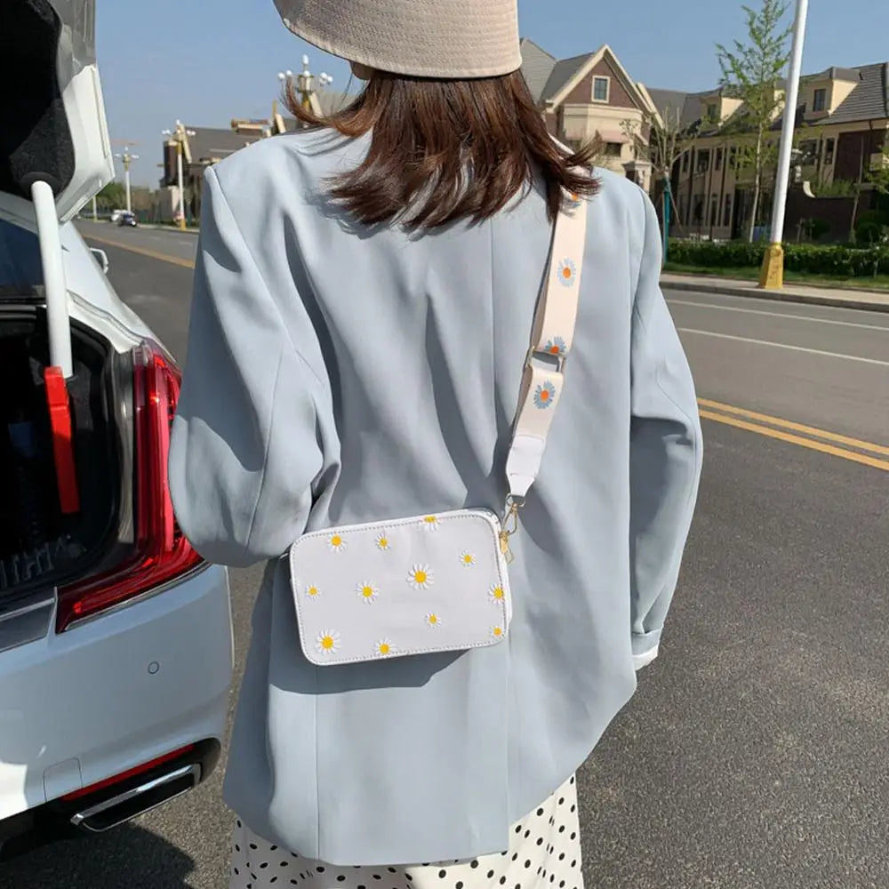 Small Daisy Printed Shoulder Messenger Bag Summer Square Bag