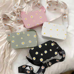 Small Daisy Printed Shoulder Messenger Bag Summer Square Bag