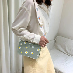 Small Daisy Printed Shoulder Messenger Bag Summer Square Bag