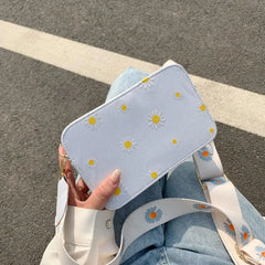 Small Daisy Printed Shoulder Messenger Bag Summer Square Bag