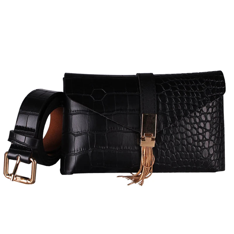 Tassel Waist Bag Women Soft Leather Fanny Pack Phone Pocket G141