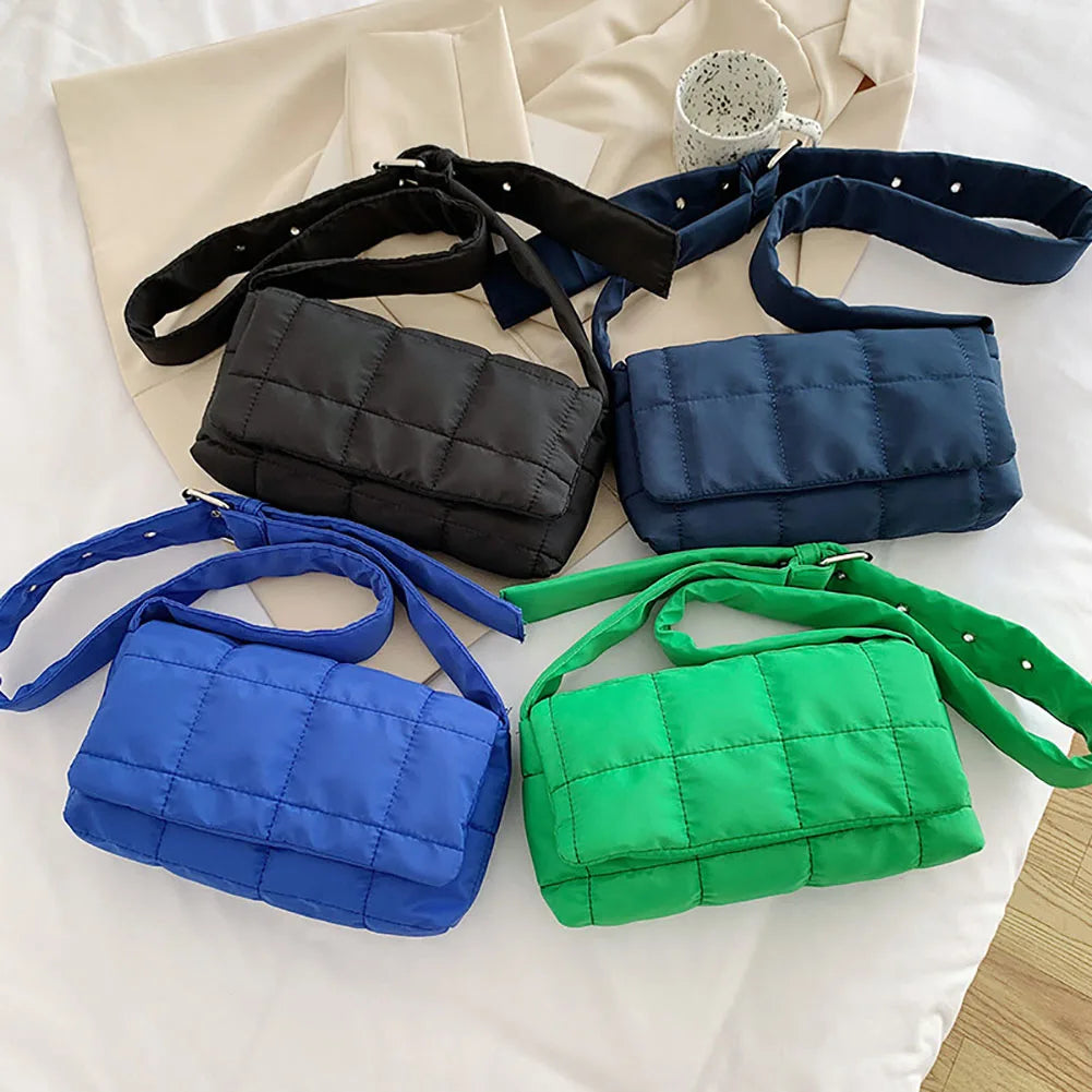 Winter Nylon Quilted Shoulder Bag Casual Crossbody Handbag