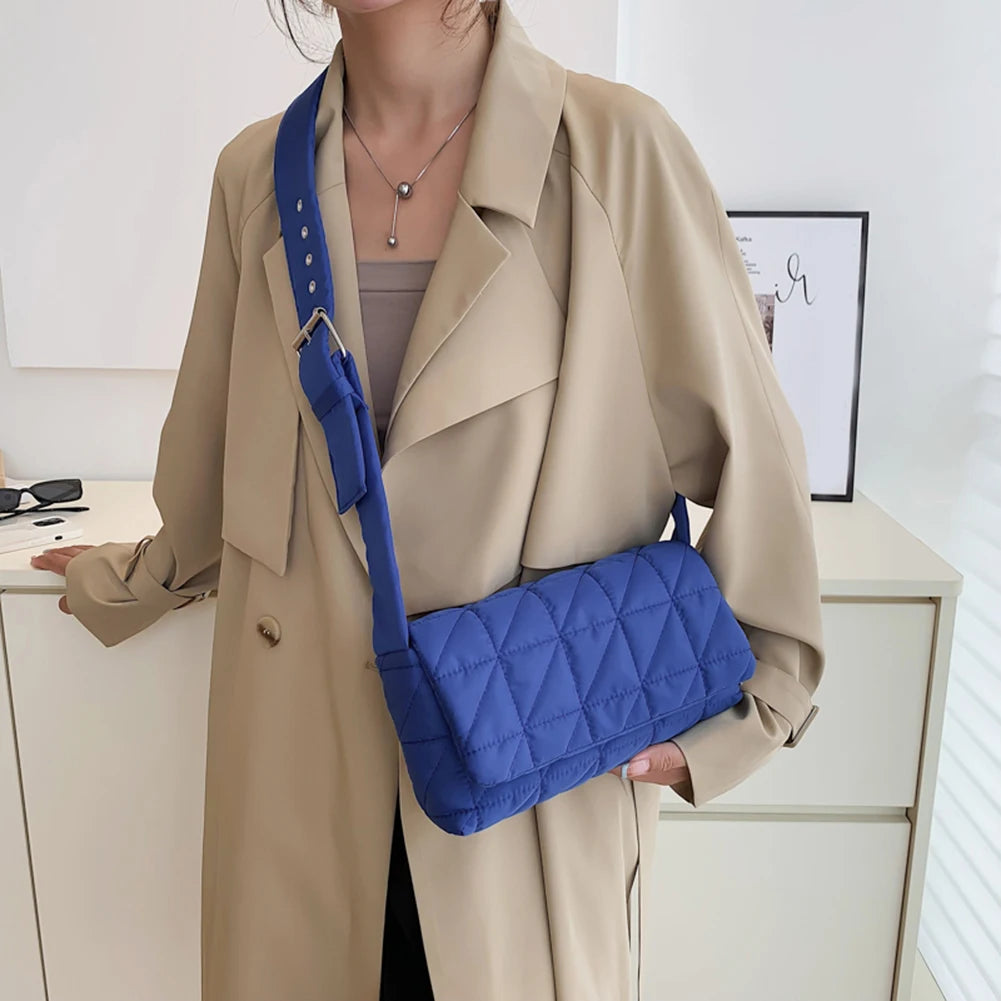 Quilted Women Shoulder Bag Winter Nylon Shopper Crossbody Handbag