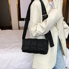 Winter Nylon Quilted Shoulder Bag Casual Crossbody Handbag