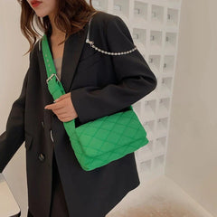 Soft Woman Shoulder Bag Nylon Plaid Square Crossbody Bags
