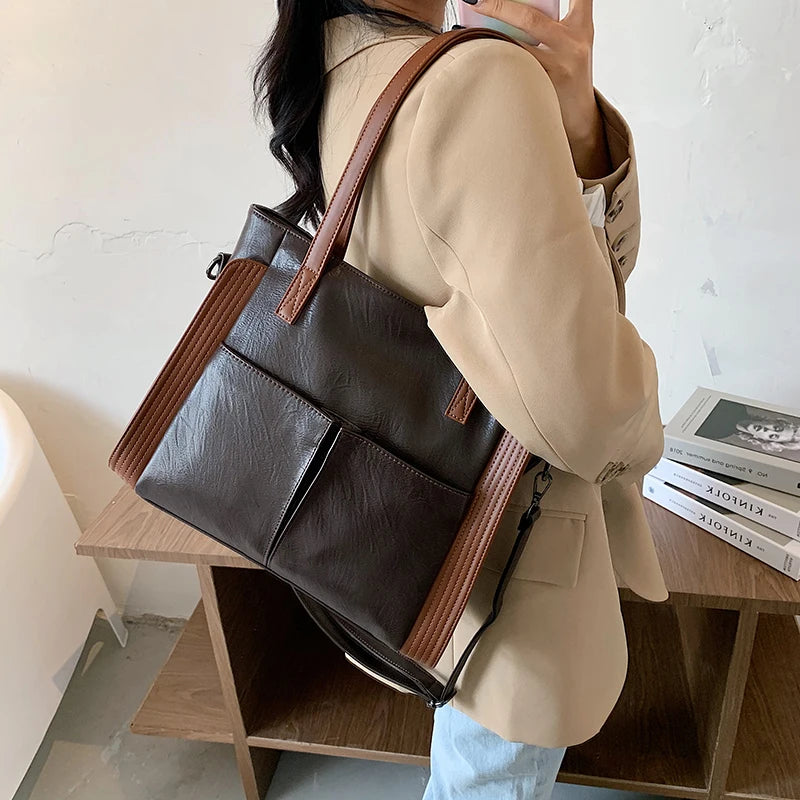Soft PU Leather Tote Bag Women Shoulder Crossbody Designer