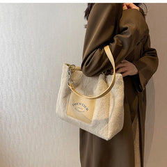 Women Faux Fur Crossbody Handbags Large Capacity Shoulder Bag Plush Tote
