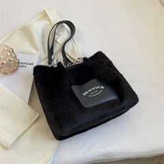 Women Faux Fur Crossbody Handbags Large Capacity Shoulder Bag Plush Tote