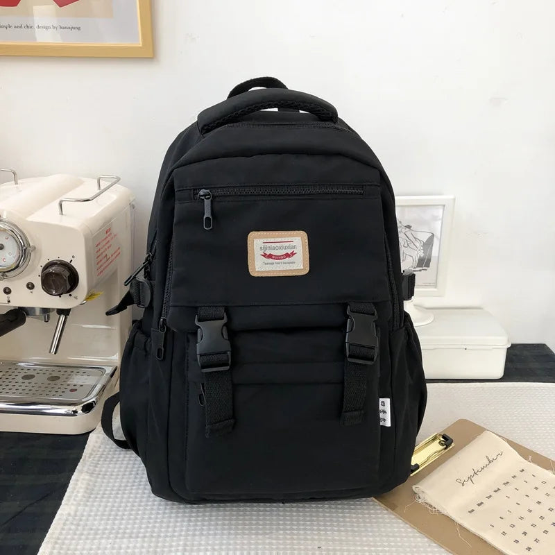 Waterproof Nylon Women Backpack Multilayer Schoolbag Large Capacity