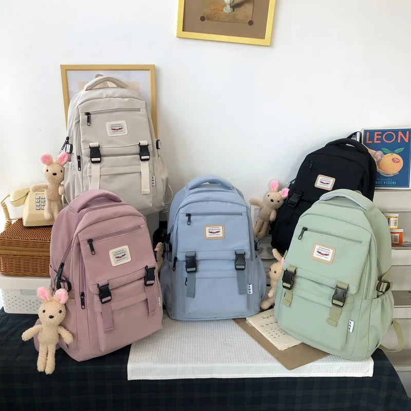 Waterproof Nylon Women Backpack Multilayer Schoolbag Large Capacity