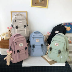 Waterproof Nylon Women Backpack Multilayer Schoolbag Large Capacity
