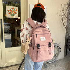 Waterproof Nylon Women Backpack Multilayer Schoolbag Large Capacity