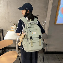 Waterproof Nylon Women Backpack Multilayer Schoolbag Large Capacity