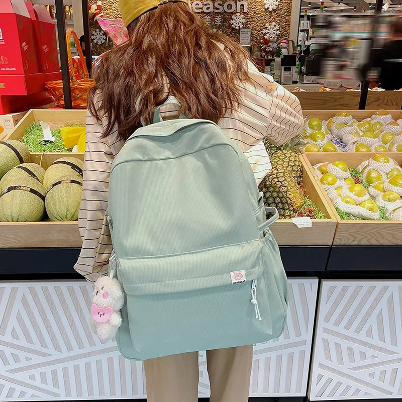 Nylon School Bag for Girls Large Capacity Backpack