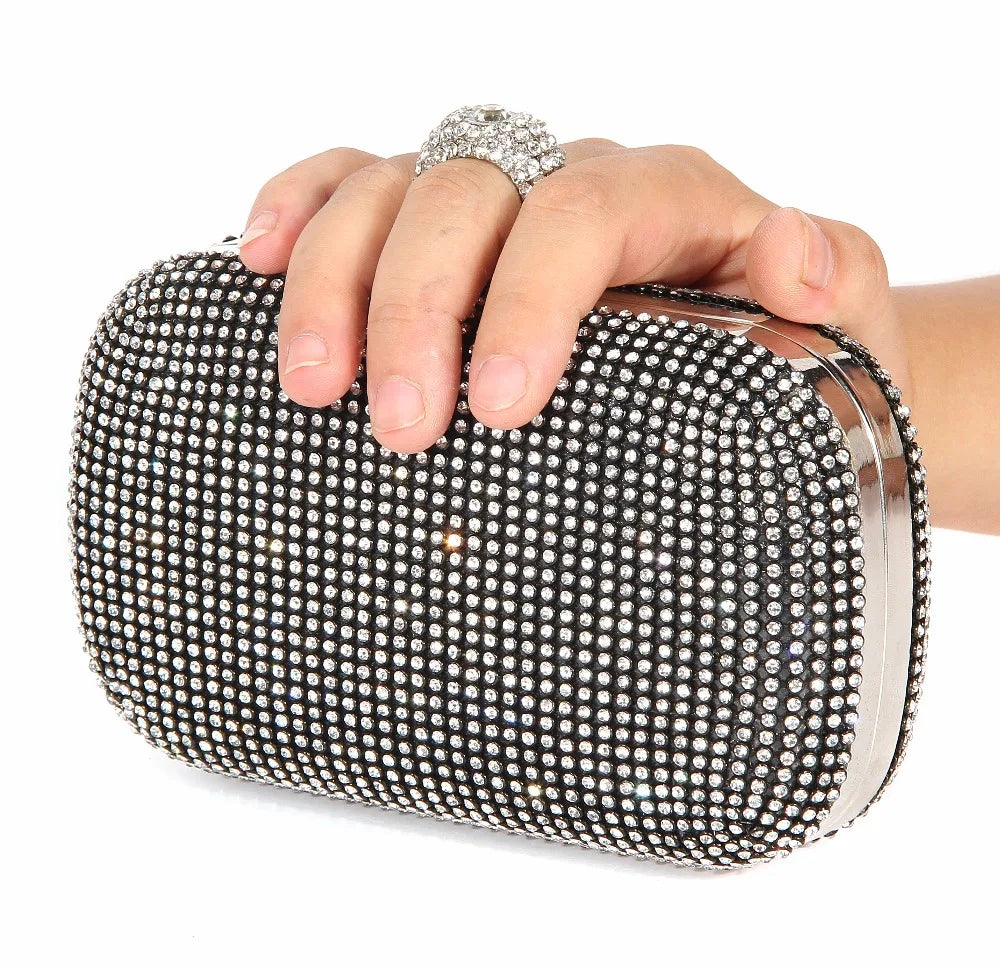 Diamond Studded Wedding Party Clutches with Chain Shoulder