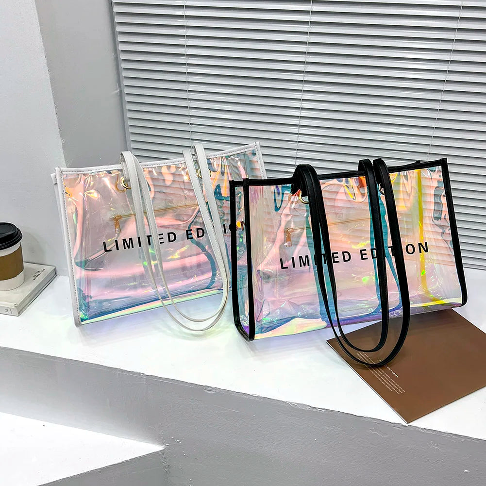Waterproof Transparent PVC Tote Bag Large Capacity Shopper Handbag
