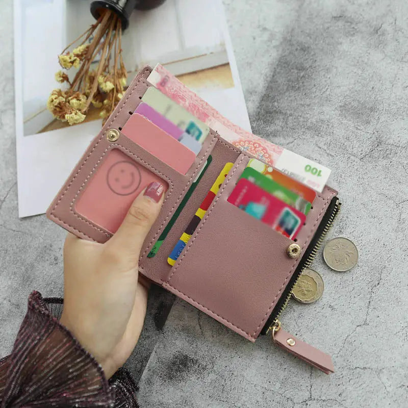 Print Flower PU Leather Women Wallet Short Purse