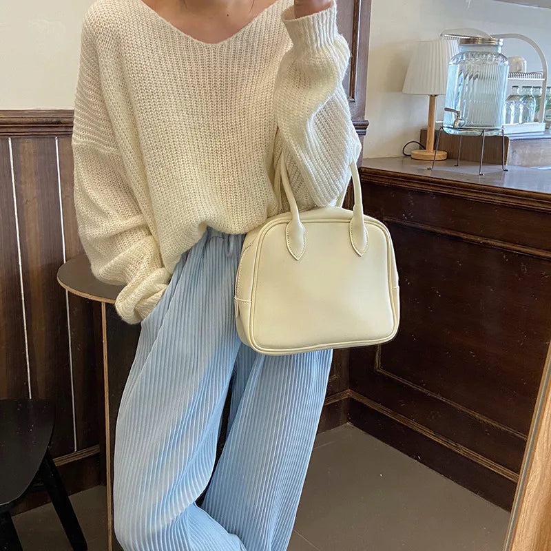 Vintage PU Leather Women's Shoulder Bag Small Tote
