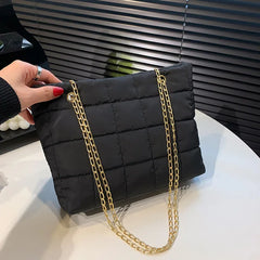 Women's Shoulder Bag Soft Cotton Winter Handbags Chain Strap Crossbody Bag