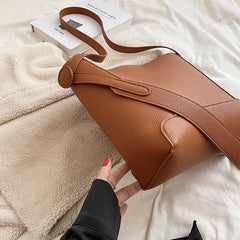 Fashionable Women Shoulder Bags Portable Bucket PU Leather