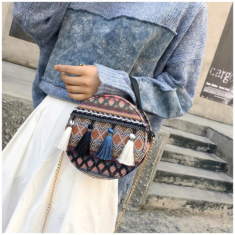 National Sugaret Small Round Bag Girl Chain Handheld
