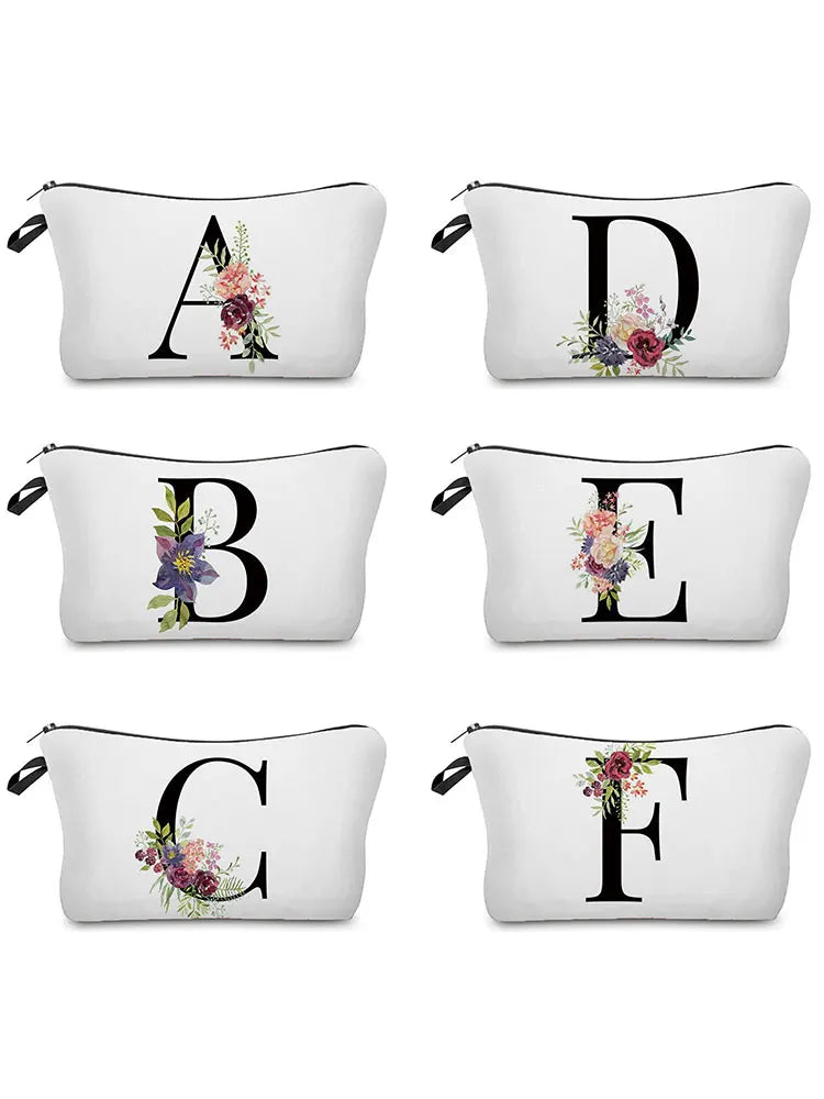 Personalized Name Initial Makeup Bag Cosmetic Organizer Pouch