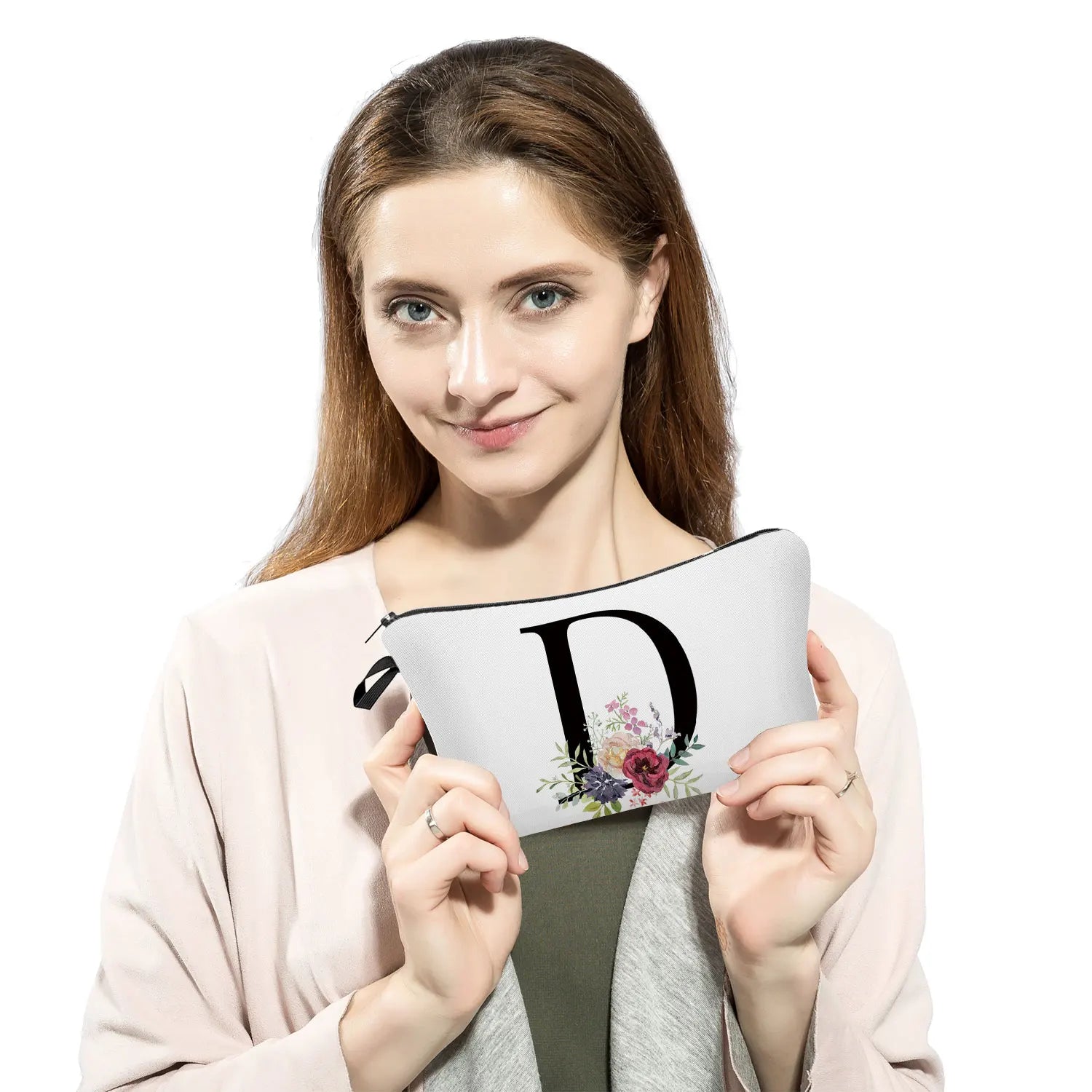 Personalized Name Initial Makeup Bag Cosmetic Organizer Pouch