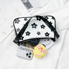 Flower Cow Print Underarm Bag For Women