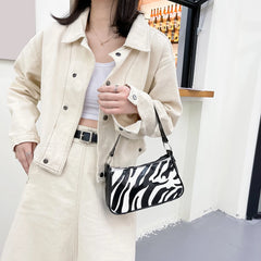 Flower Cow Print Underarm Bag For Women