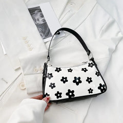 Flower Cow Print Underarm Bag For Women