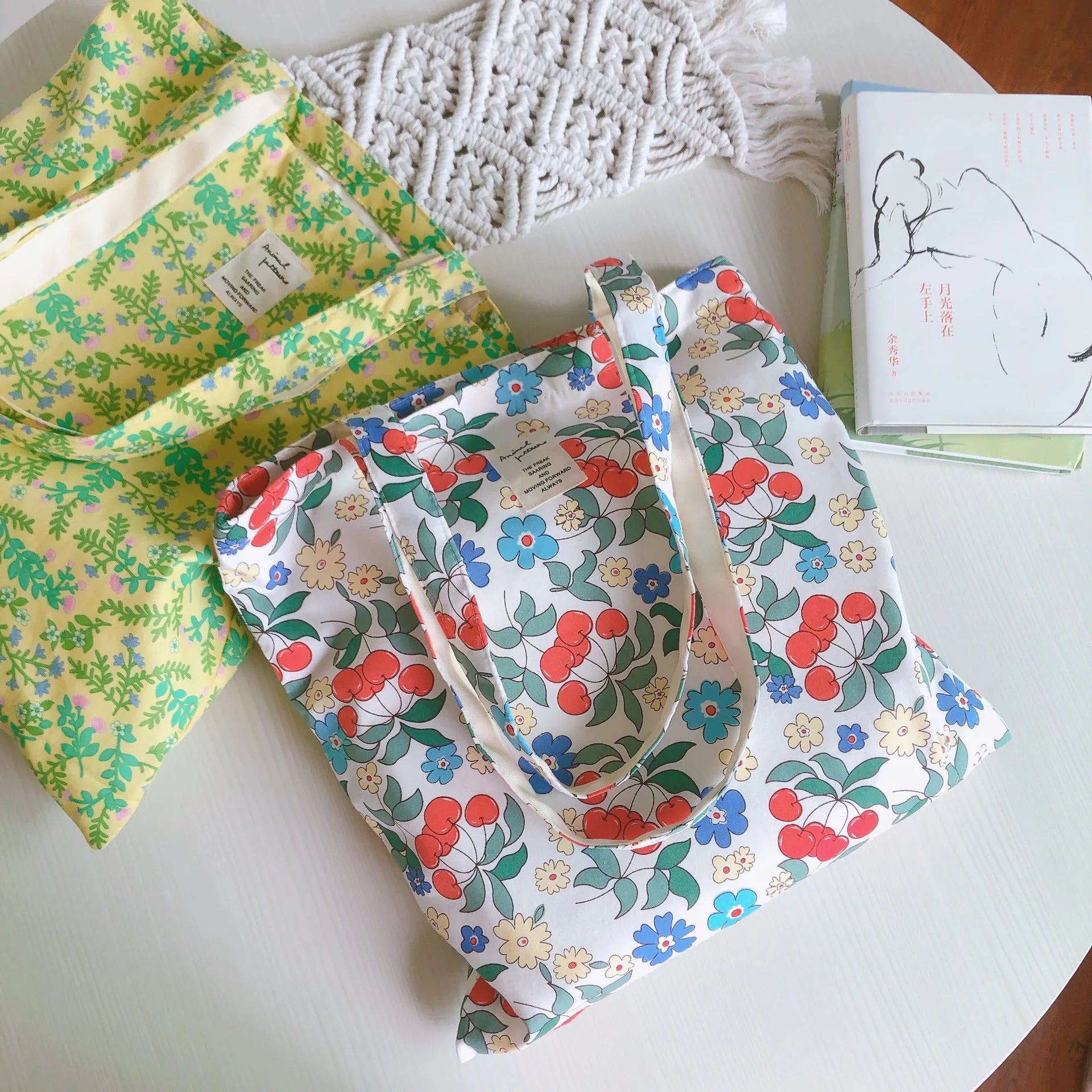 Fresh Flower Cotton Rag Bag Large Capacity Eco Tote Summer Shoulder Bag