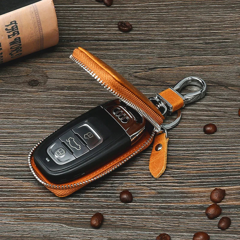 Leather Key Holder Women Female Key Organizer Housekeeper Wallet