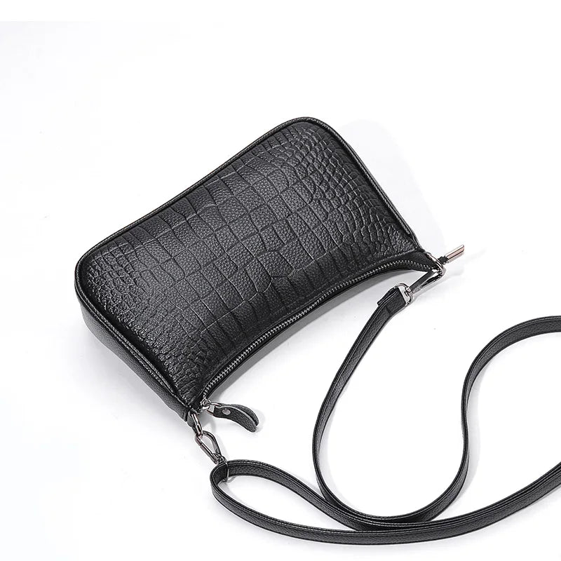 Crocodile Pattern Leather Women's Shoulder Bag Zipper Handbag