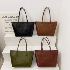 Soft PU Leather Tote Bag for Women, Large Capacity Shoulder Handbag