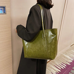 Soft PU Leather Tote Bag for Women, Large Capacity Shoulder Handbag