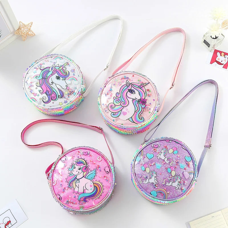 Glite Rainbow Glitter Powder Waist Bag Sequined Unicorn Messenger Bag