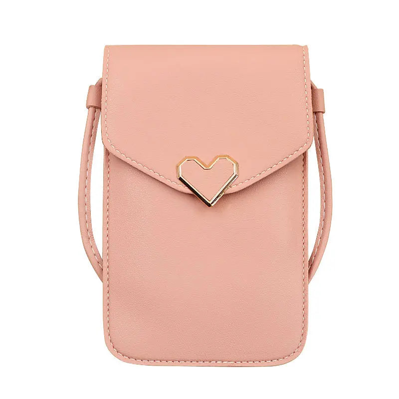 Heart-Shaped Decoration Touch Screen Phone Bag