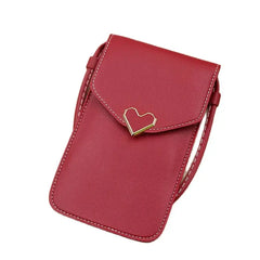 Heart-Shaped Decoration Touch Screen Phone Bag