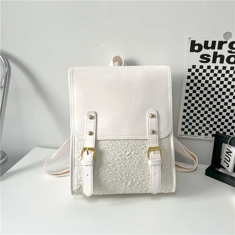 High Capacity PU Leather Women Backpack School Bag Girls Shoulder Bag
